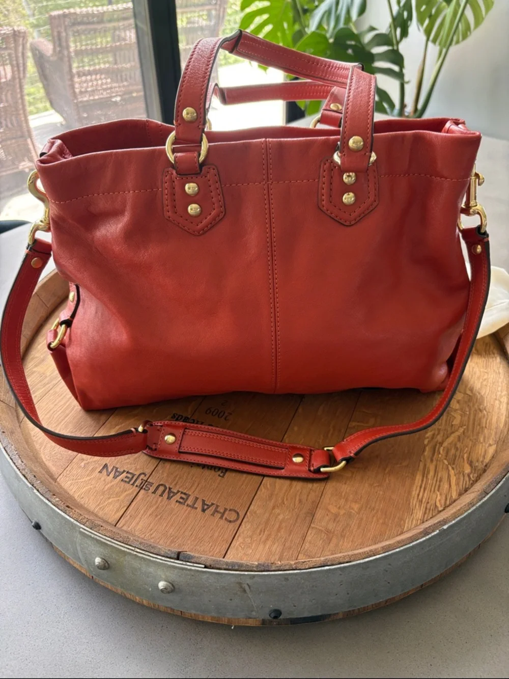 Coach Burnt Orange Leather Ashley Carryall Purse - Picture 5 of 17